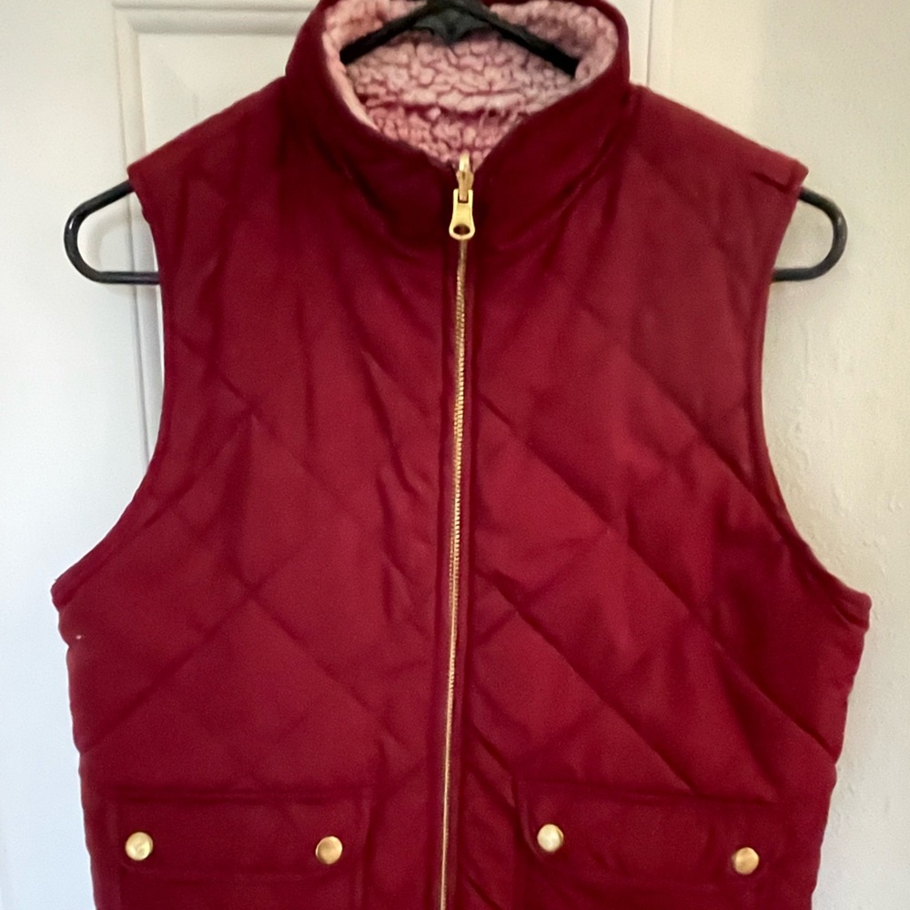 Really pretty burgundy reversible vest .